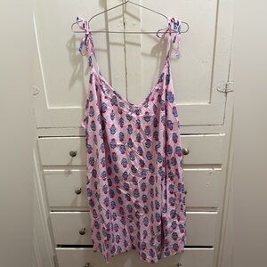 NWT Old Navy XL Pink/Blue Floral Tie-Shoulder Cotton Blend Mini Dress